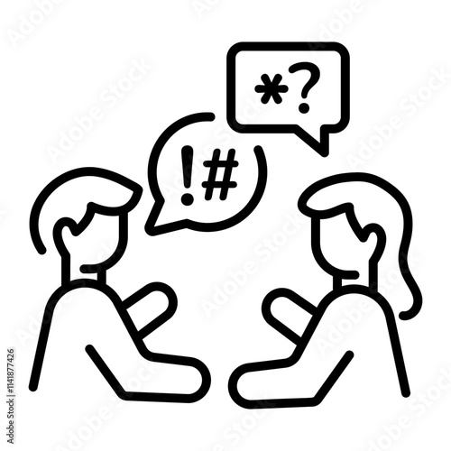 A line icon of an argument between two characters 