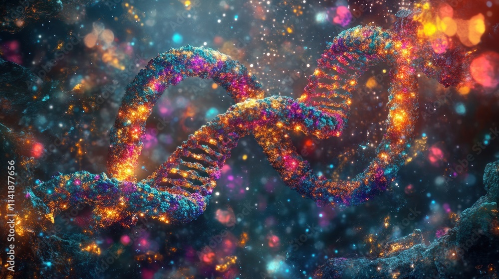 Glowing DNA Double Helix in Abstract Space Glowing DNA Double Helix in Abstract Space