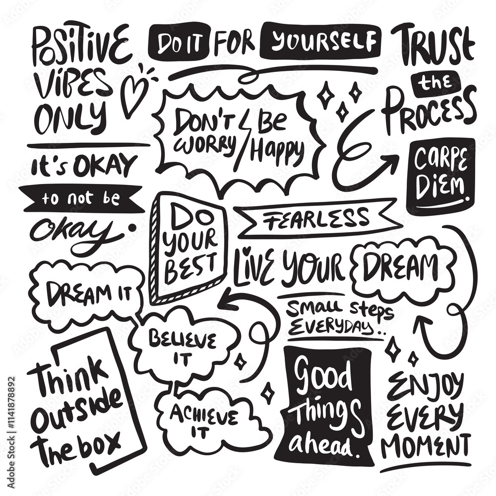 Fototapeta premium Inspirational quote doodle vector
