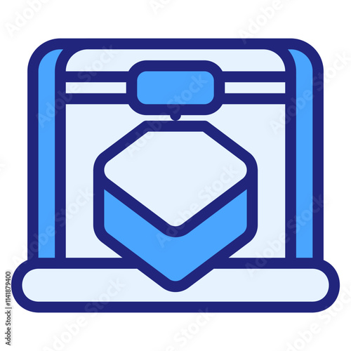 3d printer filled outline blue style icon