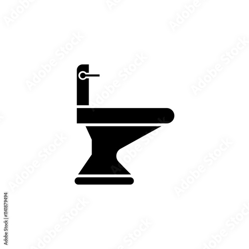 Toilet icon bowl sanitary clean silhouette. Bidet toilet vector flush wc icon