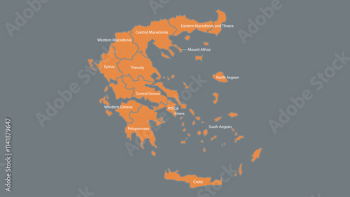 Modern Map of Greece with Interactive Features, Flat design Greece outline map.