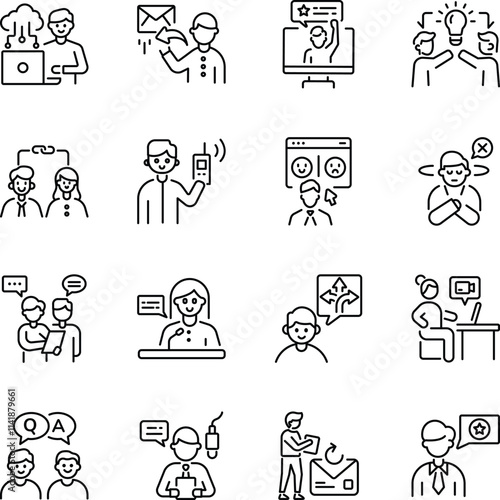 Collection of Linear Style Collaboration Icons 

