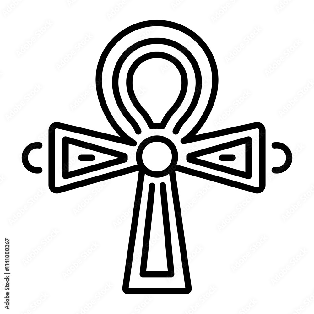 A linear style icon of an ankh symbol A linear style icon of an ankh symbol
