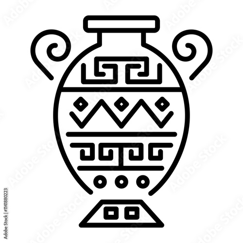 Greek pottery icon in linear style 