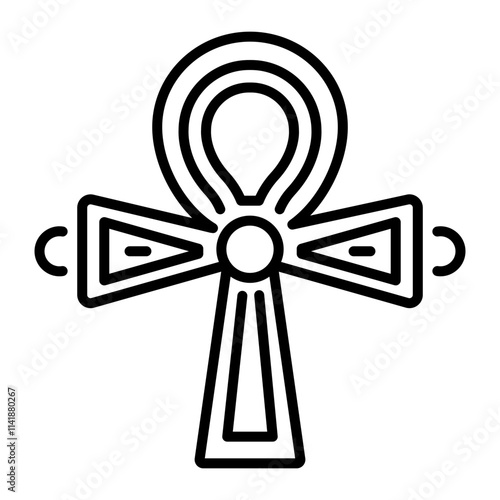 A linear style icon of an ankh symbol