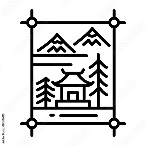 A linear icon of chinese artwork 