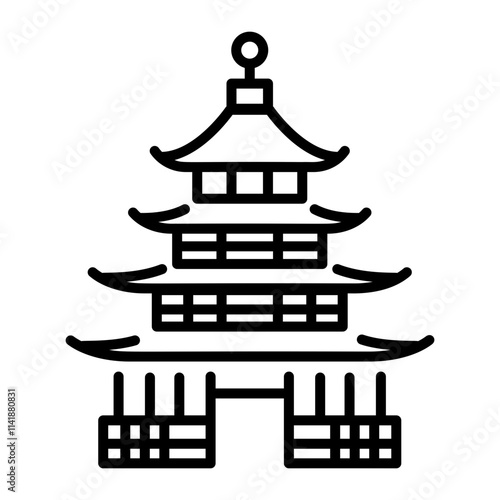 Japanese pagoda icon in linear style 