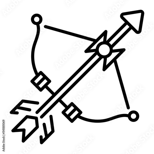 A linear icon of a longbow arrow 