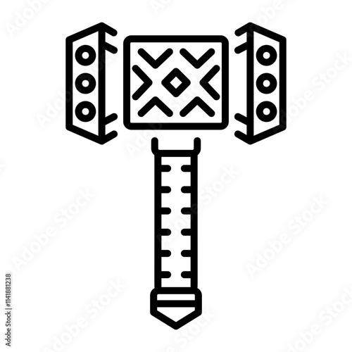 A linear icon of nordic hammer 