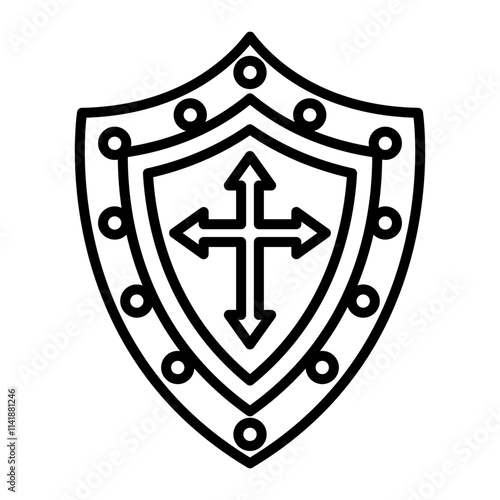 A linear icon of a medieval shield 