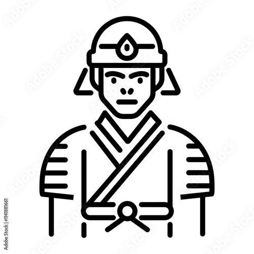 A line icon of samurai swordsman 