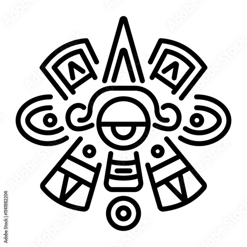 A line icon of aztec quetzalcoatl symbol 