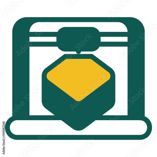 3d printer yellow and dark green coloring glyph style icon