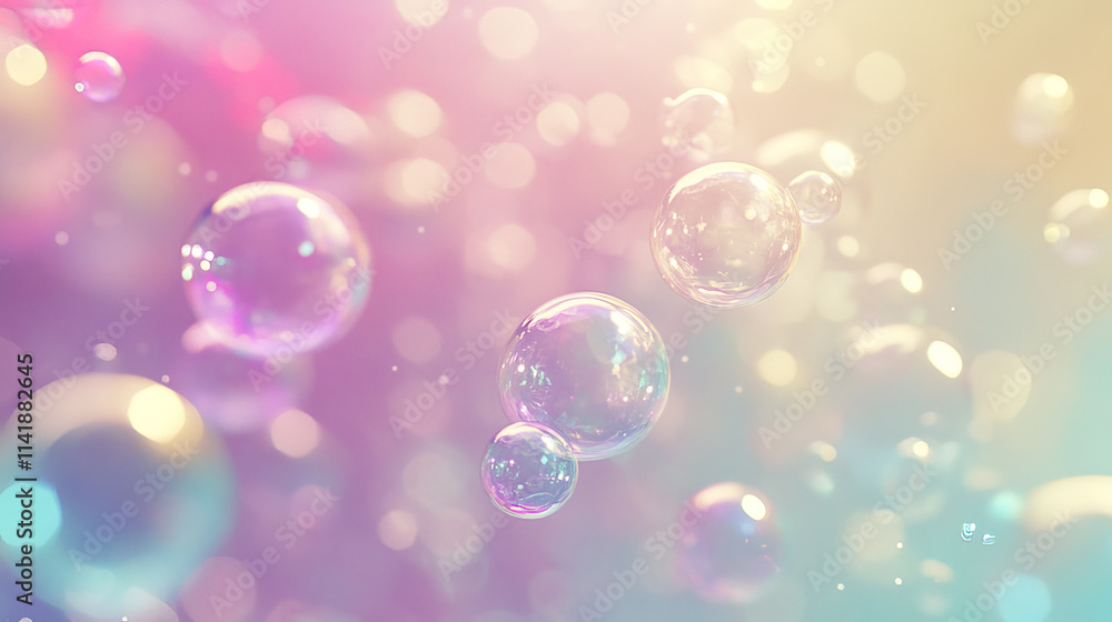 Bubbles floating in soft gradient backdrop create dreamy atmosphere Bubbles floating in soft gradient backdrop create dreamy atmosphere