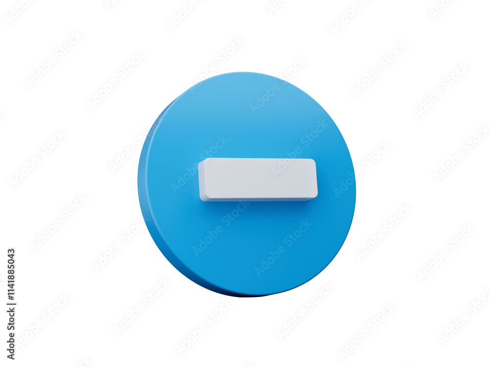 3d Minus icon isolated on blue background. Trendy and modern 3d style 3d illustration 3d Minus icon isolated on blue background. Trendy and modern 3d style 3d illustration