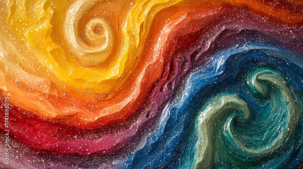 Obraz premium Glittering Swirls of Color Paint a Cosmic Scene