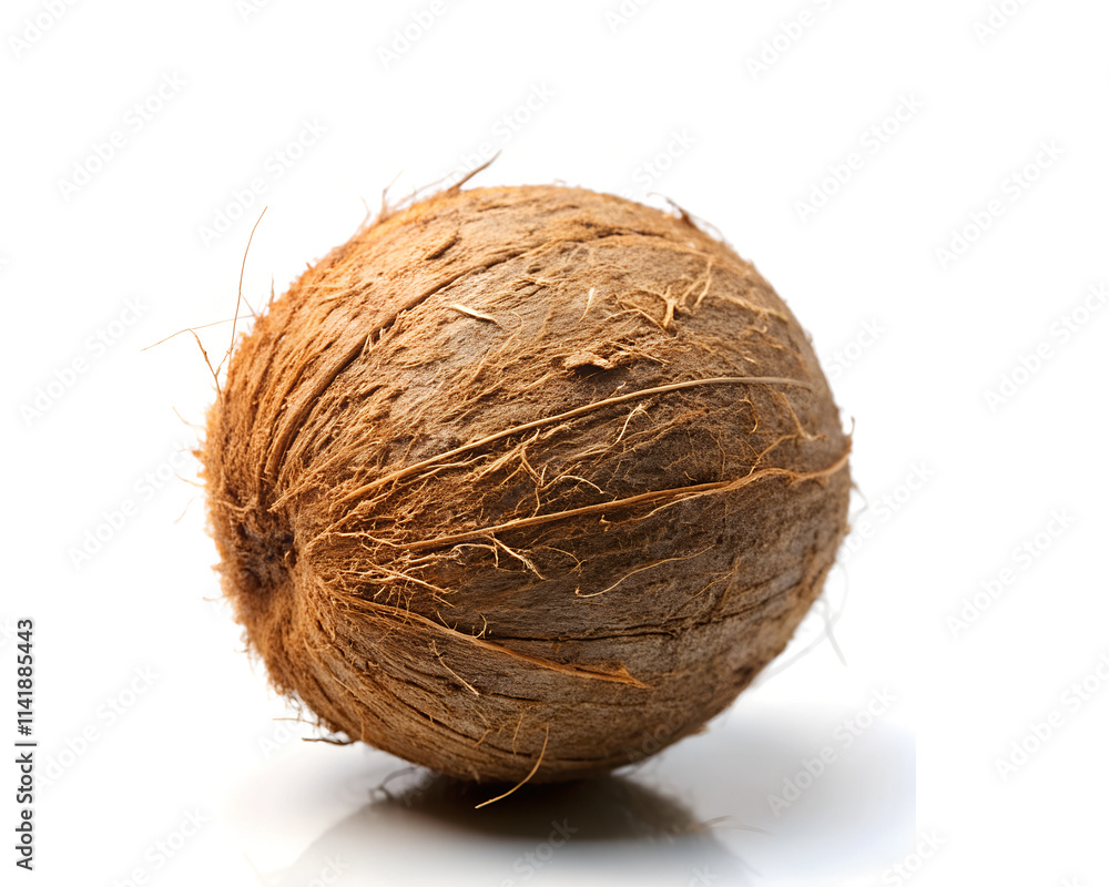 Coconut Clipping Path. Ripe whole coconut with green leaf isolated on white background Coconut Clipping Path. Ripe whole coconut with green leaf isolated on white background