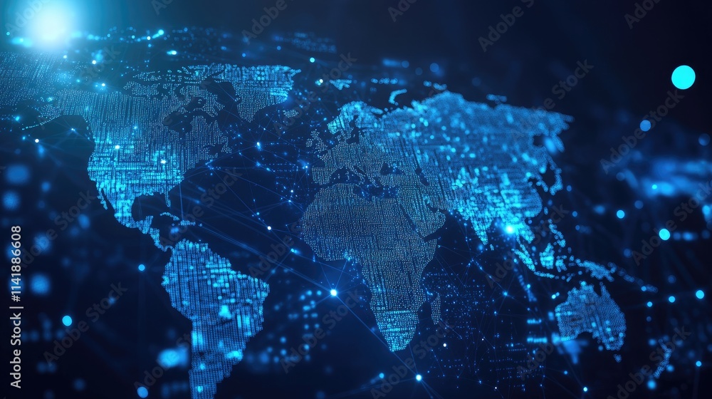 Blue world map with countries outlined in clean, clear lines, offering a versatile template for business reports, infographics, and global marketing Blue world map with countries outlined in clean, clear lines, offering a versatile template for business reports, infographics, and global marketing