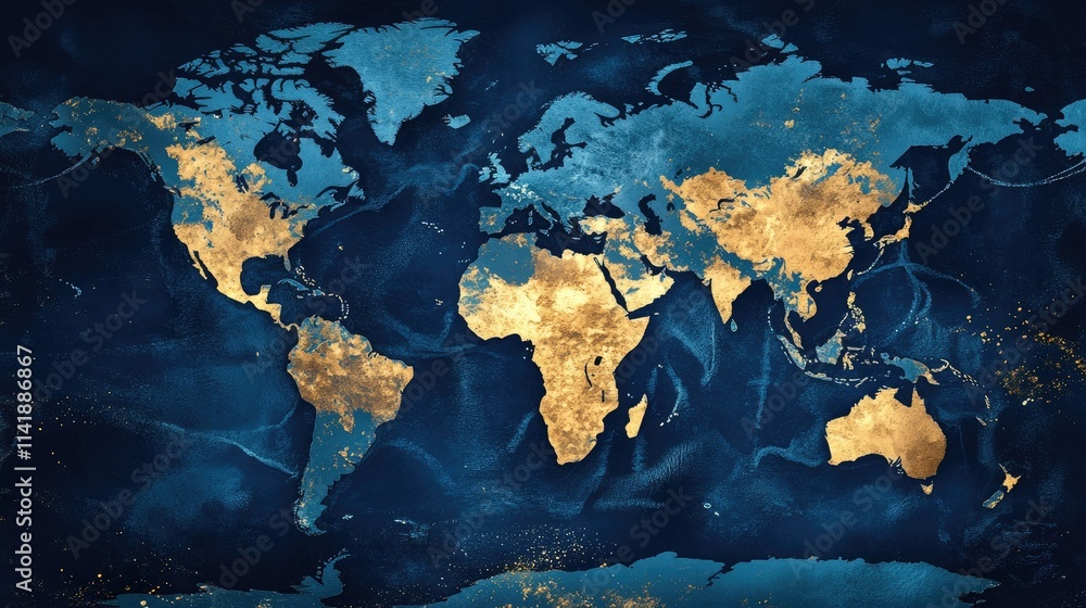 Blue world map with high-definition country outlines, designed as a template for business annual reports, global tourism, and economic presentations Blue world map with high-definition country outlines, designed as a template for business annual reports, global tourism, and economic presentations