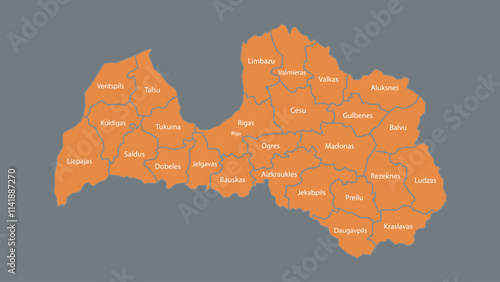 Modern Map of Latvia with Interactive Features, Flat design Latvia outline map.