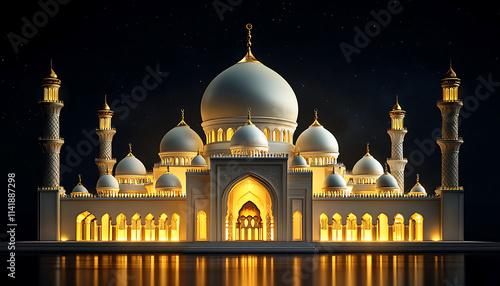 Wallpaper Mural 3D golden mosque with Ramadan Kareem Islamic background. Torontodigital.ca