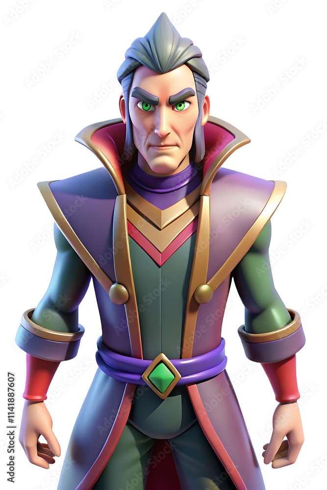 Obraz premium Personaje villano de juegos de fantasía 3D aislado sobre fondo blanco, villano para escenas de juegos