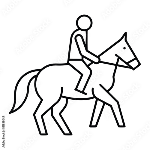 Horseback Riding Icon Black and White Vector Illustration Design.