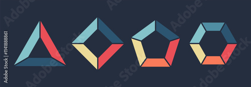 Business infographics. Triangle, square, pentagon, hexagon. Diagram vector with 3, 4, 5, 6 steps or options