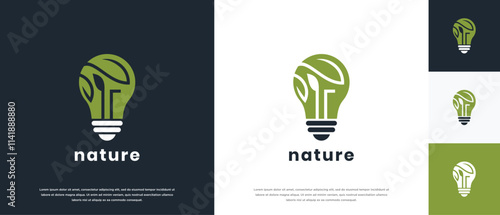 Natural light bulb technology logo design. Technology leaf light logo template. Natural energy logo symbol icon