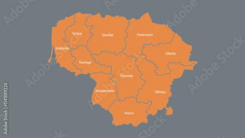 Modern Map of Lithuania with Interactive Features, Flat design Lithuania outline map.