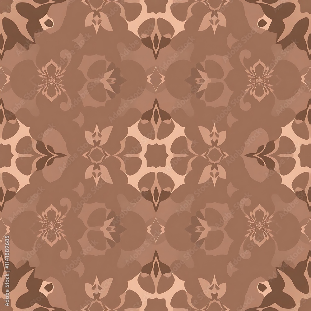 Obraz premium Brown Floral Damask Seamless Pattern 