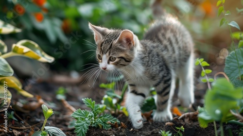 Wallpaper Mural cat on the grass Torontodigital.ca