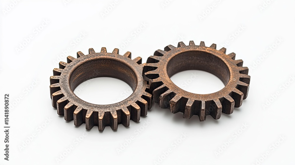 Interlocking gears on a white background, symbolizing mechanical engineering and innovation. Interlocking gears on a white background, symbolizing mechanical engineering and innovation.