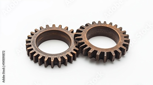 Interlocking gears on a white background, symbolizing mechanical engineering and innovation.