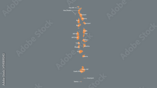 Modern Map of Maldives with Interactive Features, Flat design Maldives outline map.