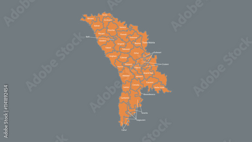 Modern Map of Moldova with Interactive Features, Flat design Moldova outline map.