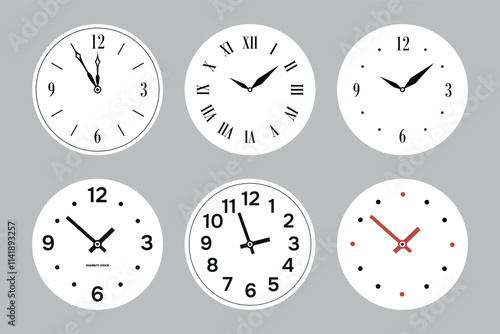modern and vintage clock faces vector set