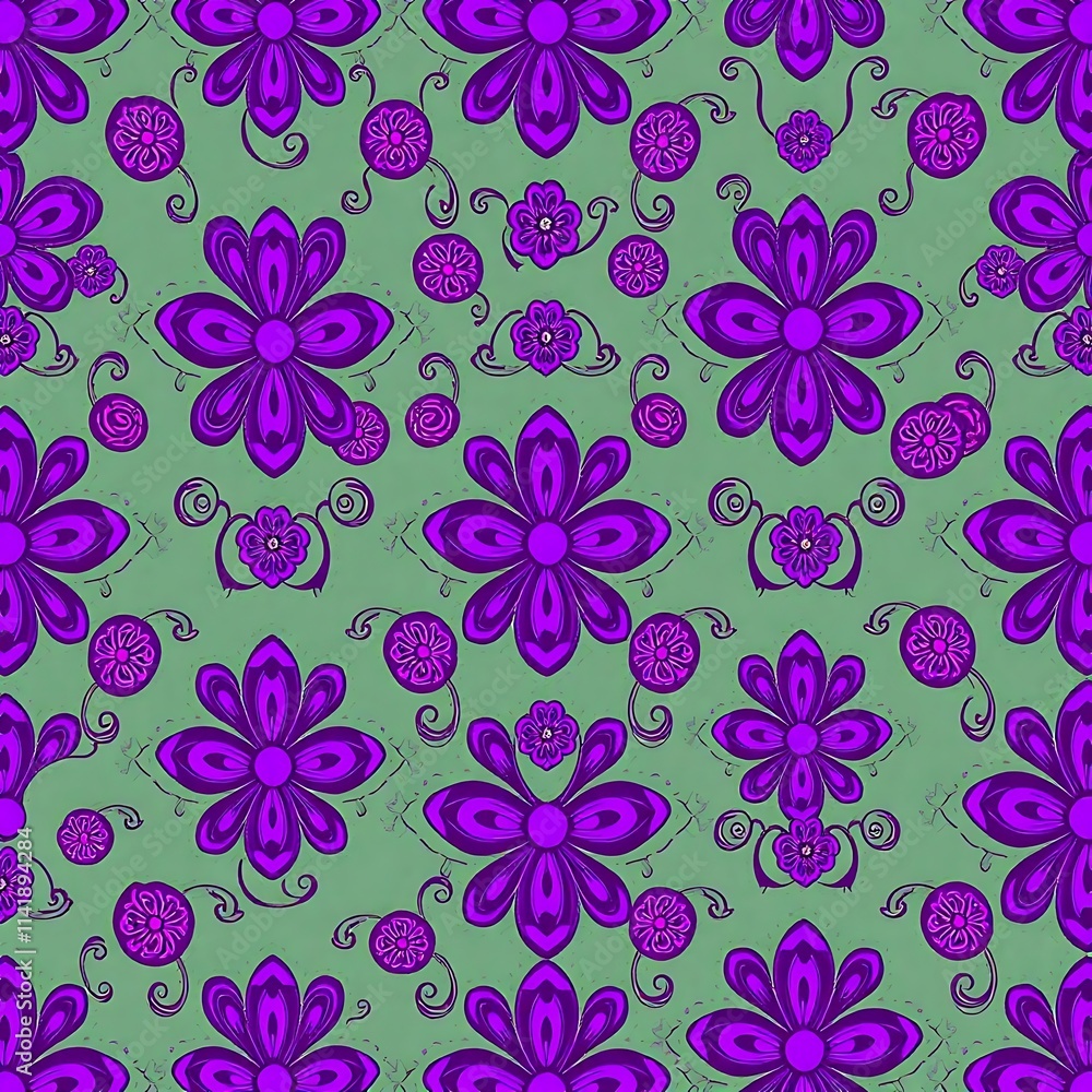 Fototapeta premium Purple Floral Textile Design 