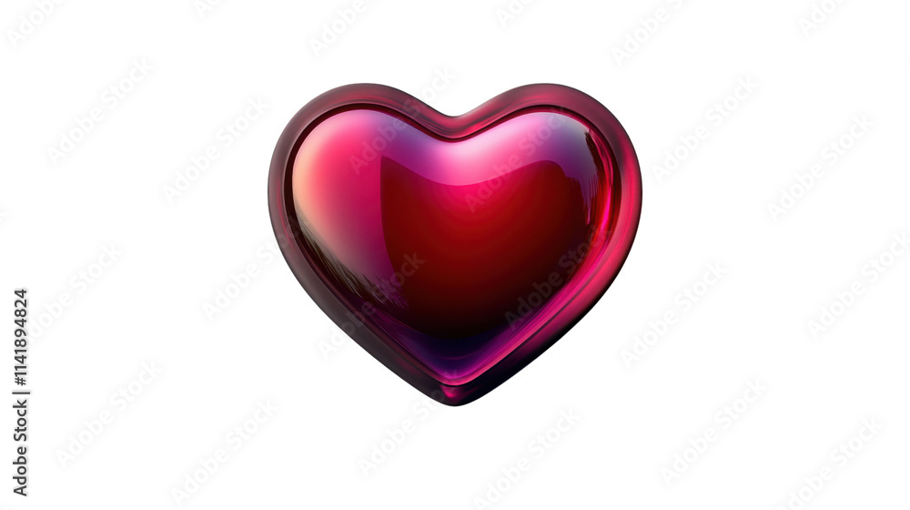 Glossy Red Heart Icon Symbolizing Love and Affection with Smooth Curves and Bright Reflection on a Transparent Background Suitable for Various Design Projects Glossy Red Heart Icon Symbolizing Love and Affection with Smooth Curves and Bright Reflection on a Transparent Background Suitable for Various Design Projects