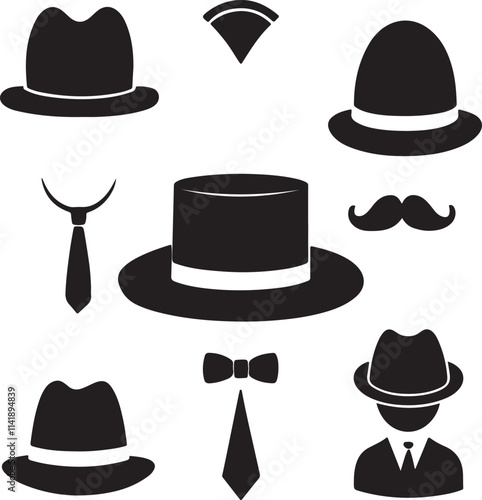 set of hats silhouettes hats vector