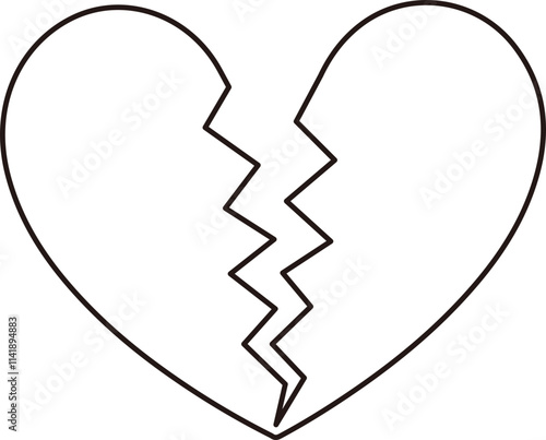 Crack love heart flat outline.
Broken heart shaped symbol.
Transparent background.