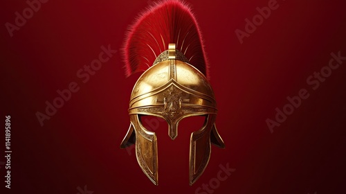 Obraz na płótnie Ancient spartan helmet with red mohawk.
