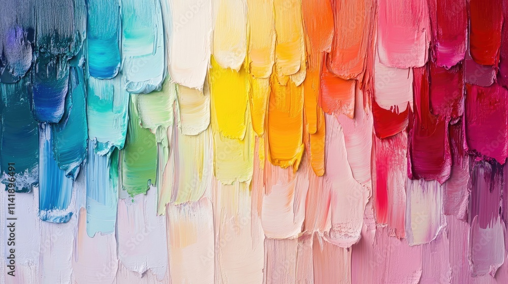 Naklejka premium Richly textured oil painting abstract art, colorful and vibrant with brushstroke details, perfect for digital or print backgrounds