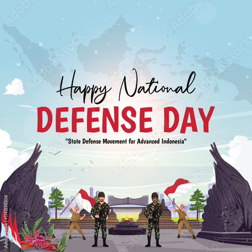 Indonesian National Defense Day illustration for social media posts