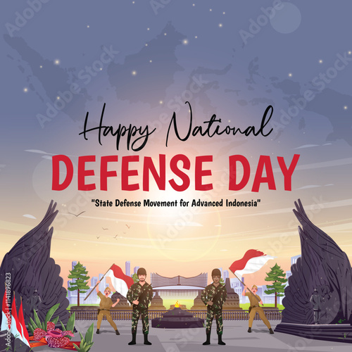 Indonesian National Defense Day illustration for social media posts