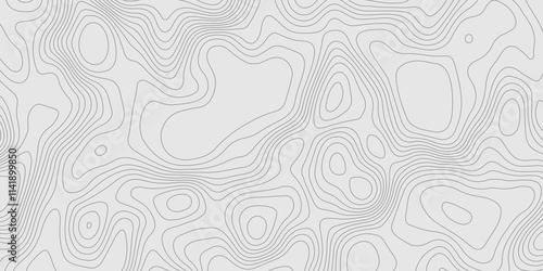 Topographic terrain map patterns vintage outdoors style abstract wavy line grey background, contour line style mountain relief cartography stylized height of the lines map geographic background.