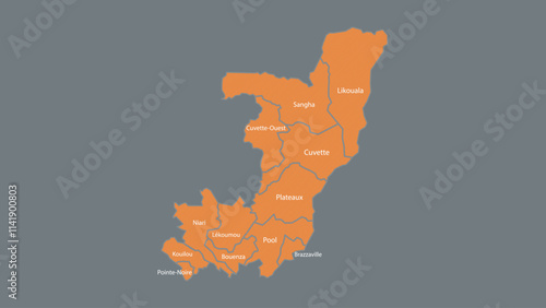 Modern Map of Republic of the Congo with Interactive Features, Flat design Republic of the Congo outline map.