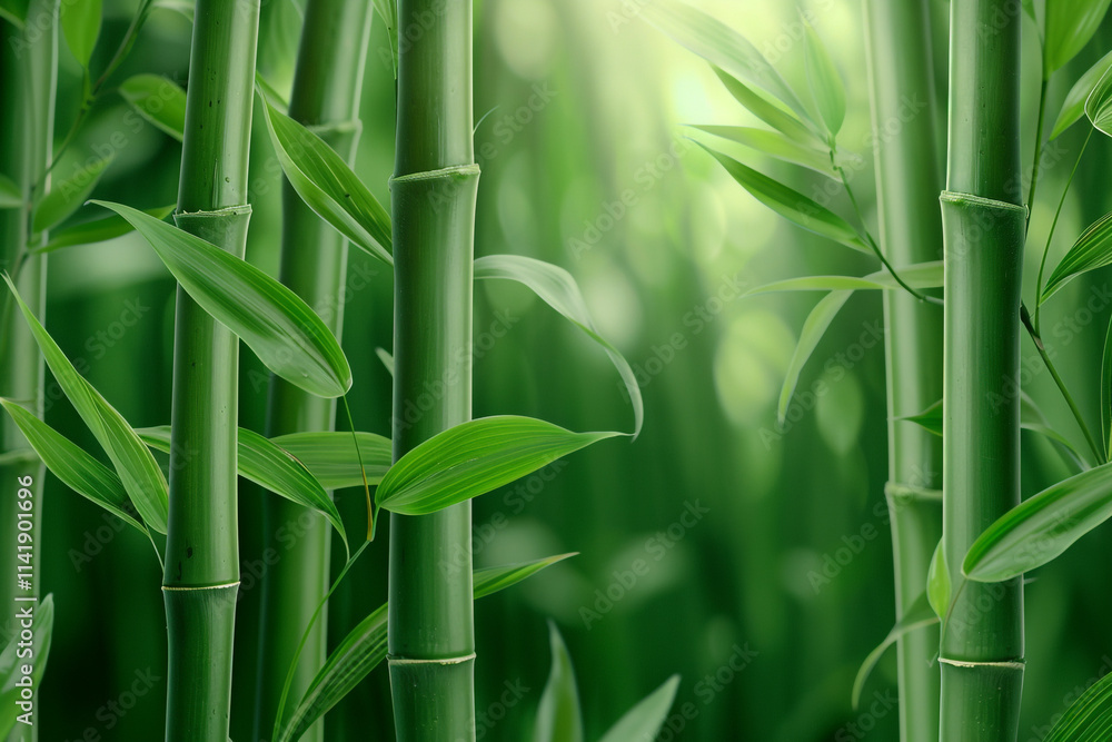 Obraz premium Serene Bamboo Forest with Sunlight Streaming Through