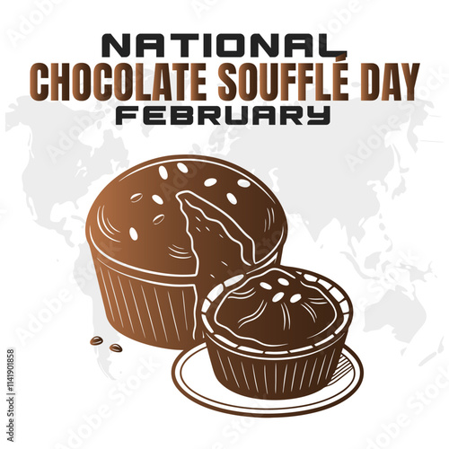 vector illustration for NATIONAL CHOCOLATE SOUFFLÉ DAY social media post background